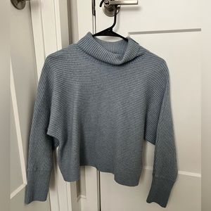 Blue Cropped Turtleneck Sweater